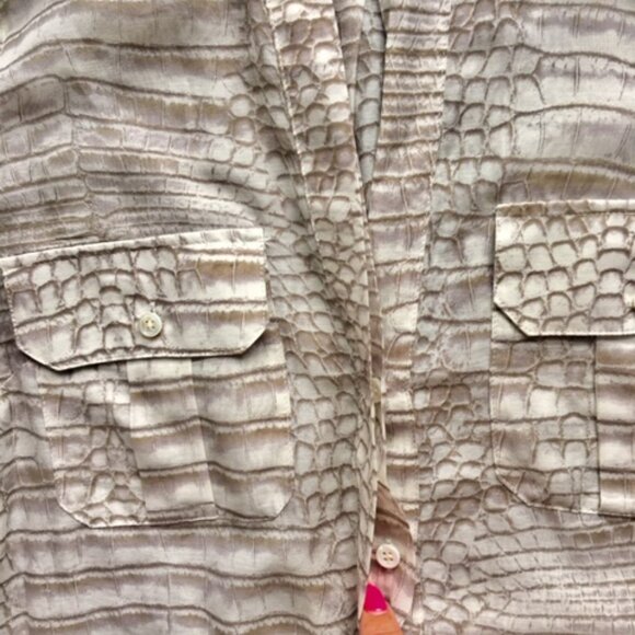 BCBG MaxAzria cotton/silk snake print button front blouse size xs - Picture 8 of 11